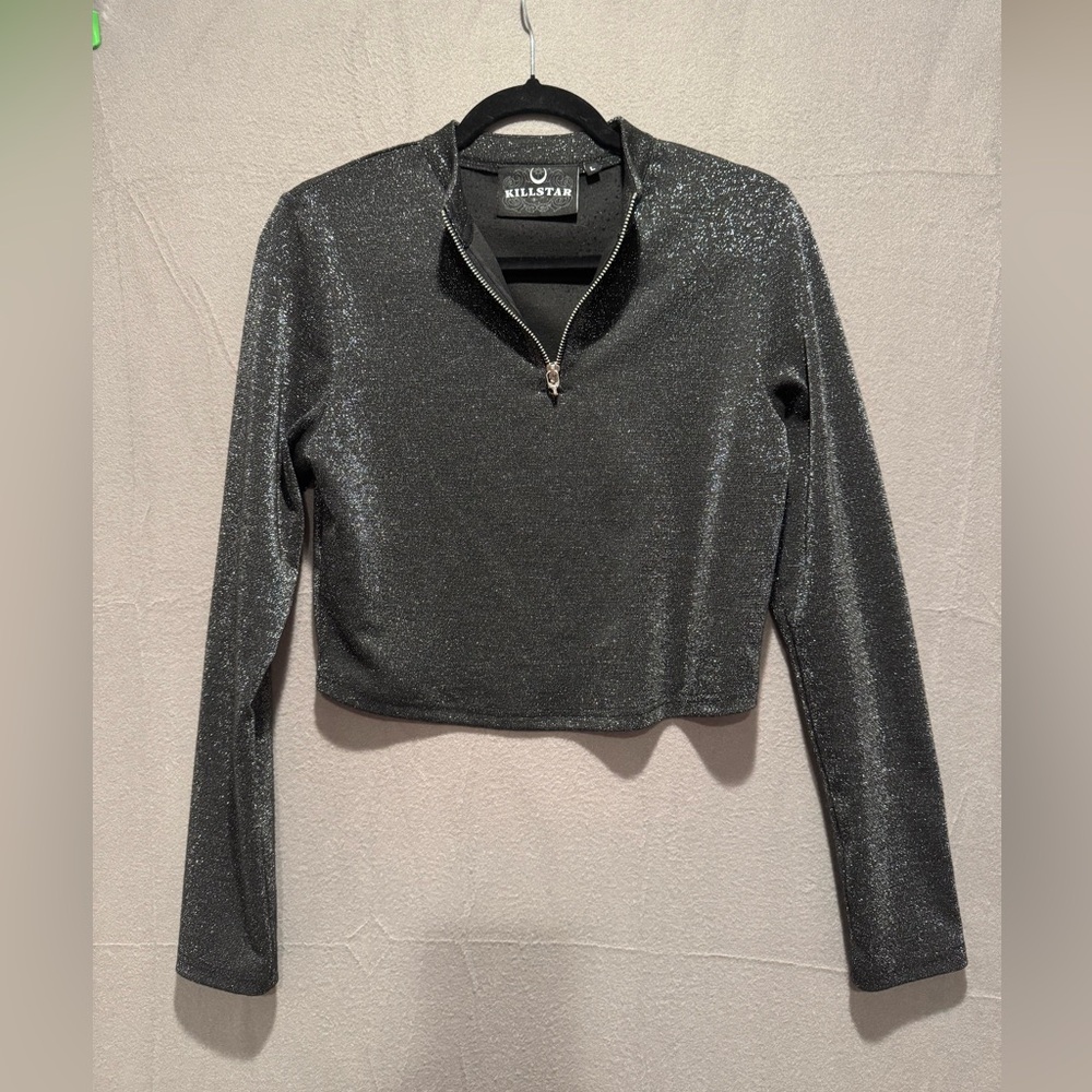 Killstar Shimmering Black Crop Top